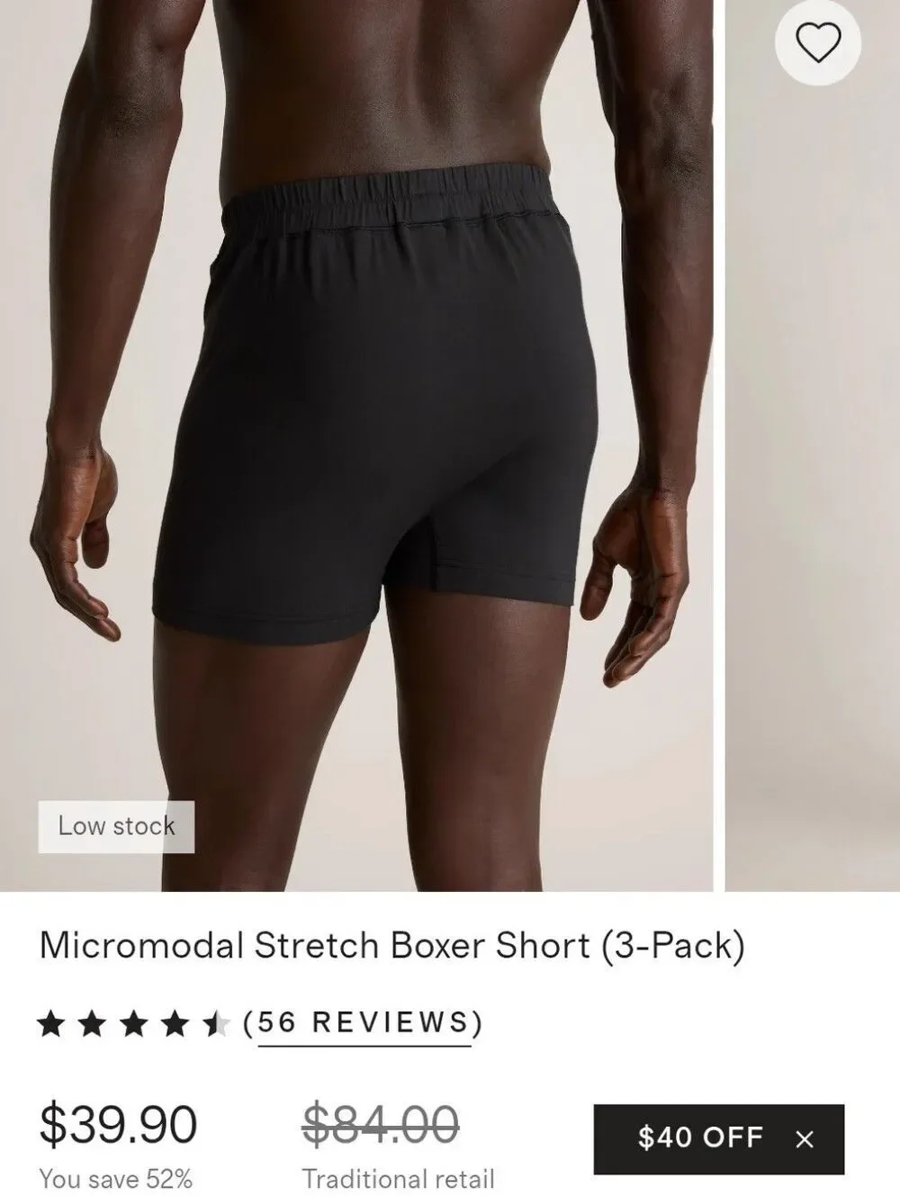NEW Quince 3-pack Micromodal Stretch Boxer Short Black Size L